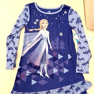 NEW Disney Store Frozen Elsa Girls Long Sleeves Ruffled Dress Sz 5/6 7/8